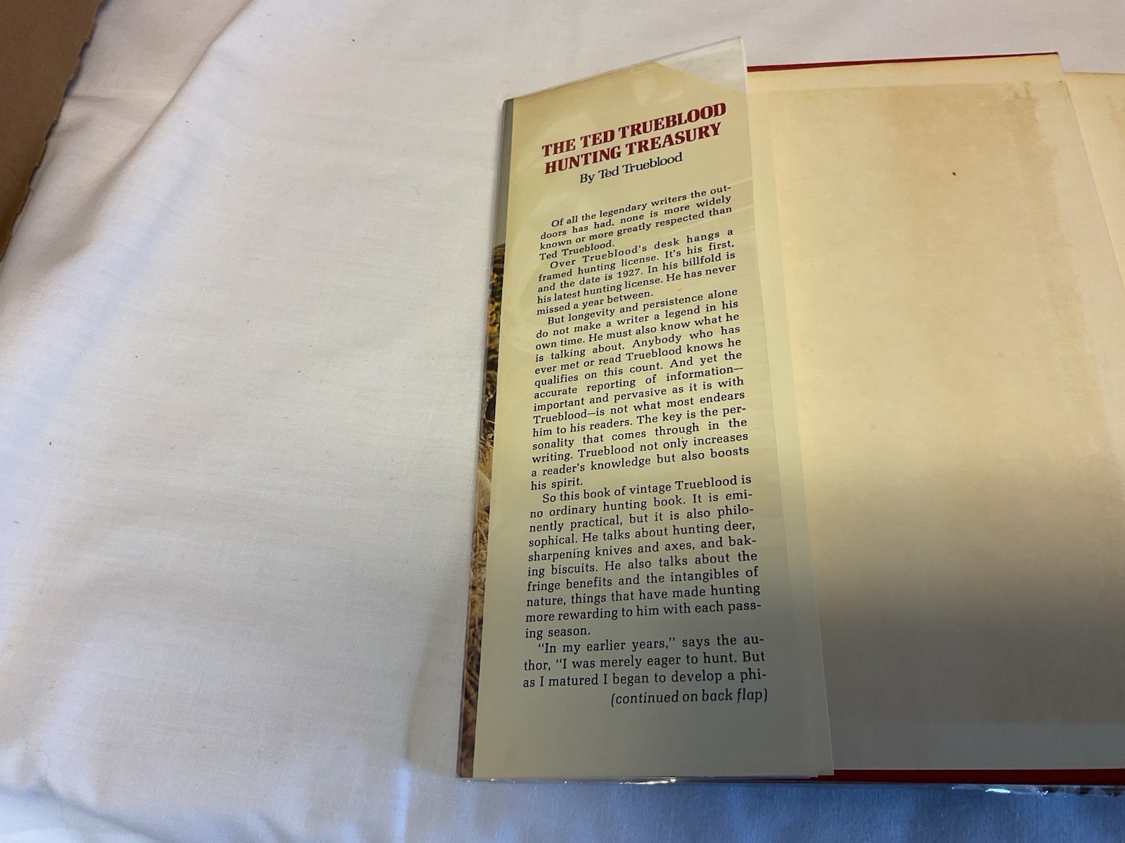 THE TED TRUEBLOOD HUNTING TREASURY (Hardcover 1978) Hunting Game Cooking Camping