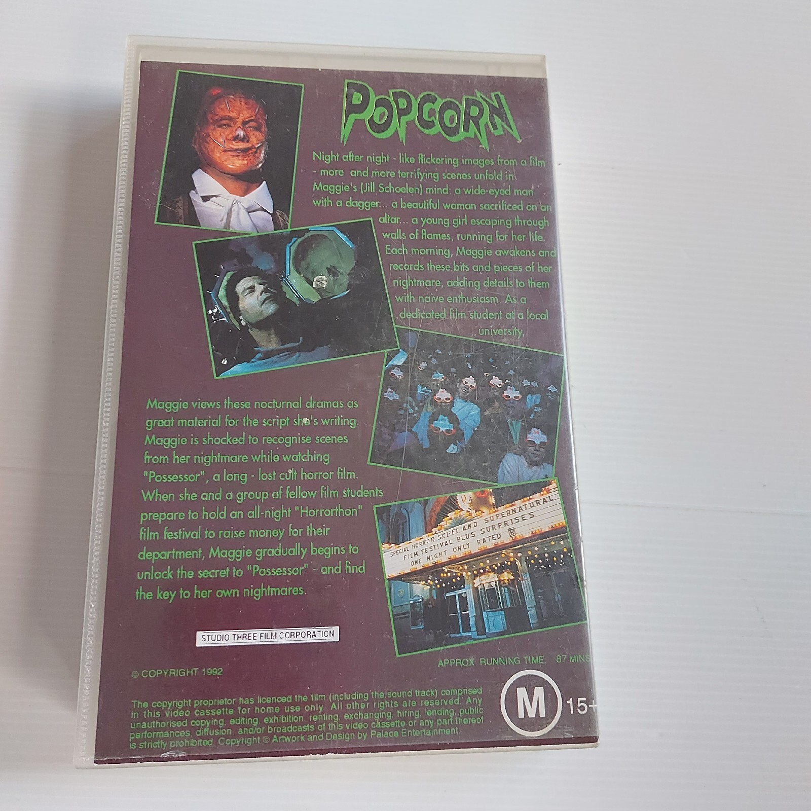 Popcorn VHS 1992 Hardcover case preowned ex rental horror comedy very rare