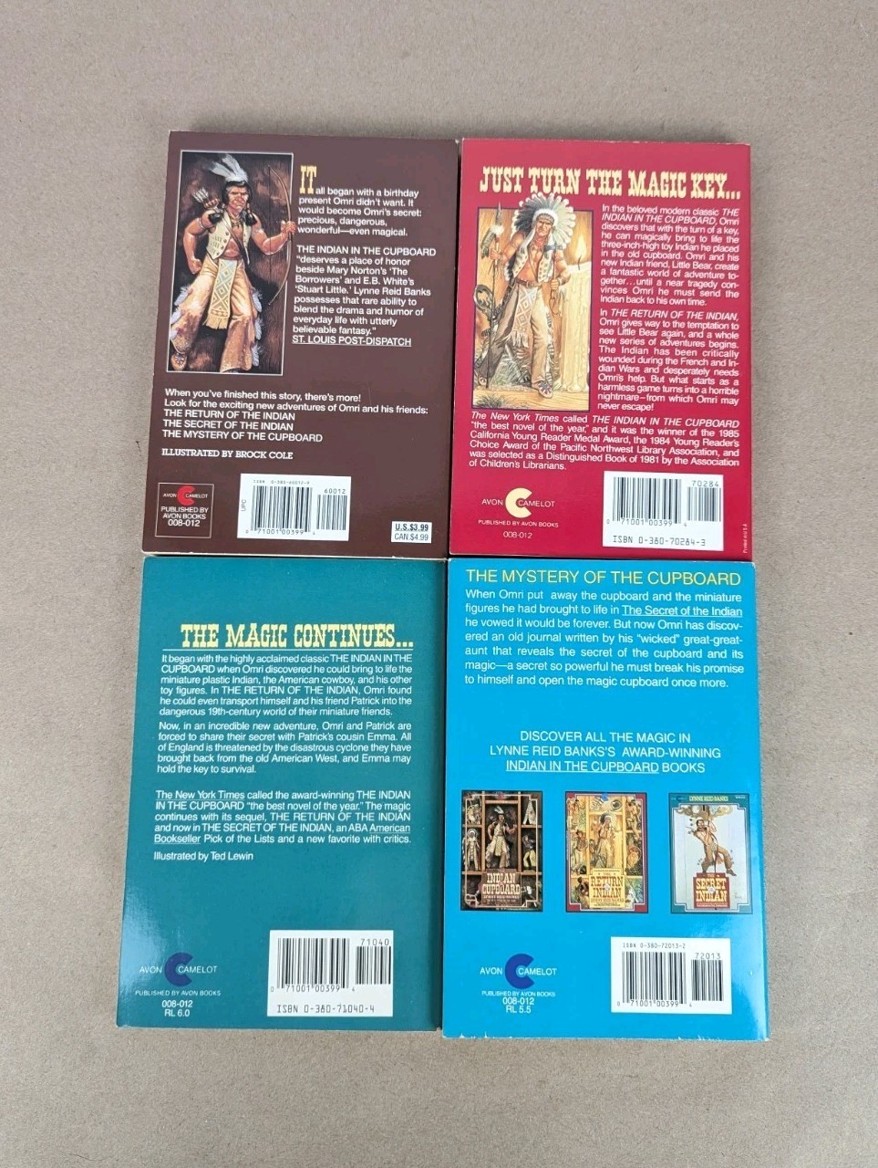 Vintage The Indian in the Cupboard Lynne Reid Banks 4 pb Books Boxed Set 1980s
