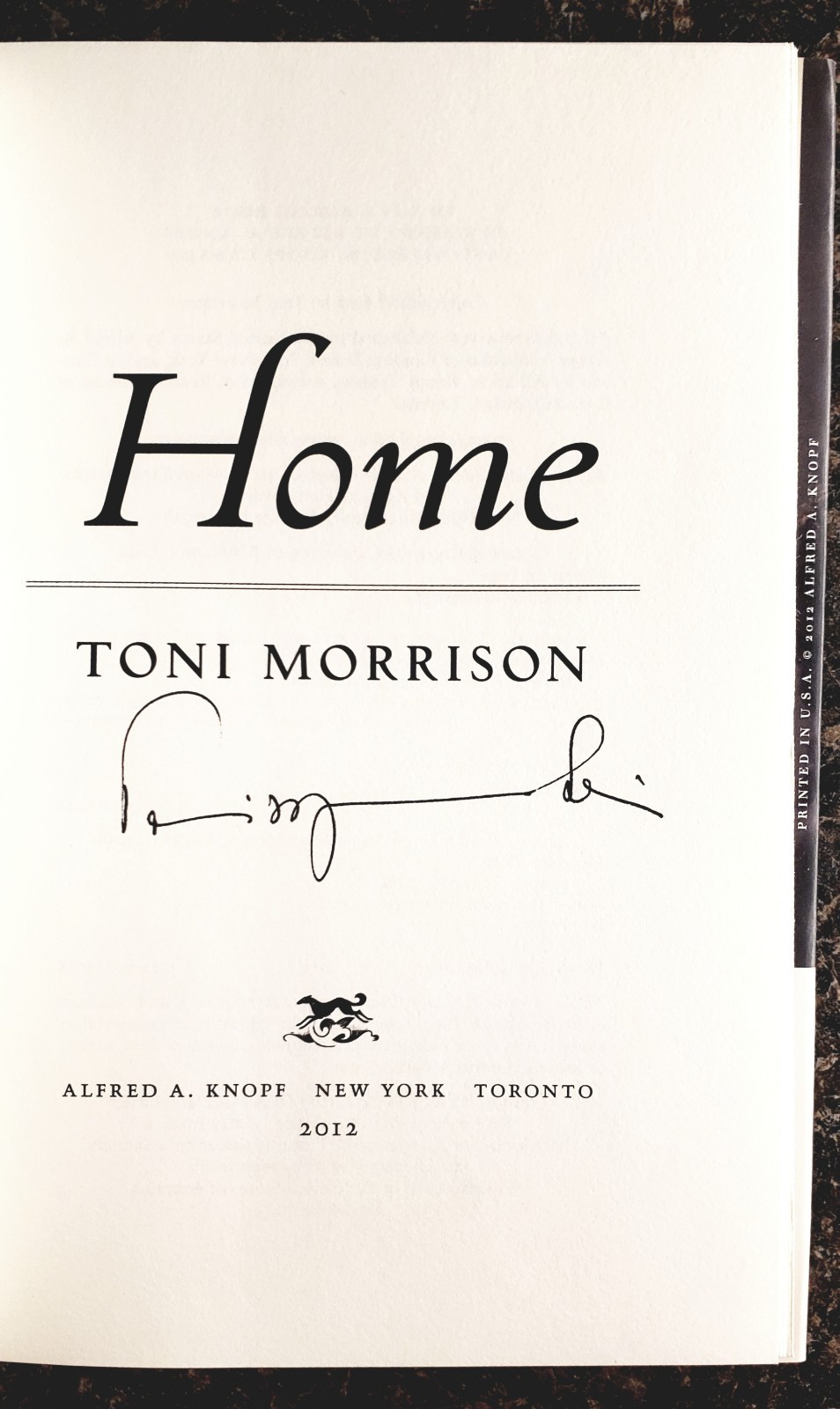 Signed Toni Morrison Home: A Novel First Edition Hard Cover Alfred A. Knopf 2012