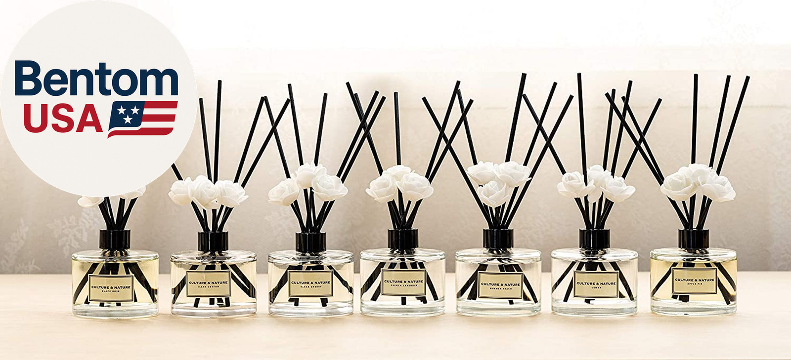 Reed Diffuser Set 6.7Oz (200Ml) Jasmine Scented Diffuser with Sticks Home Fragra