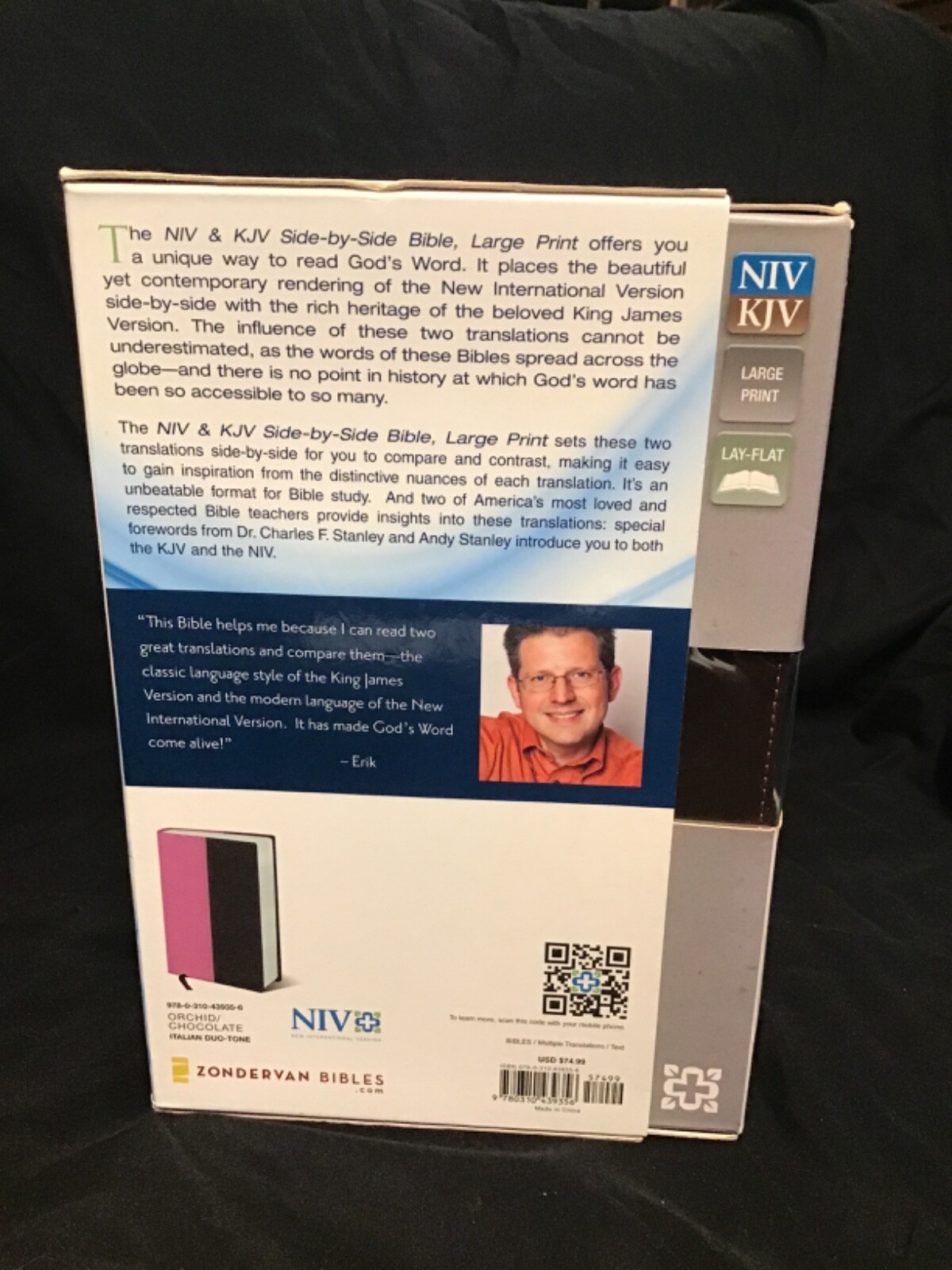 NIV & KJV Side-By-Side Bible Large Print Orchid/Chocolate Italian Duo-Tone