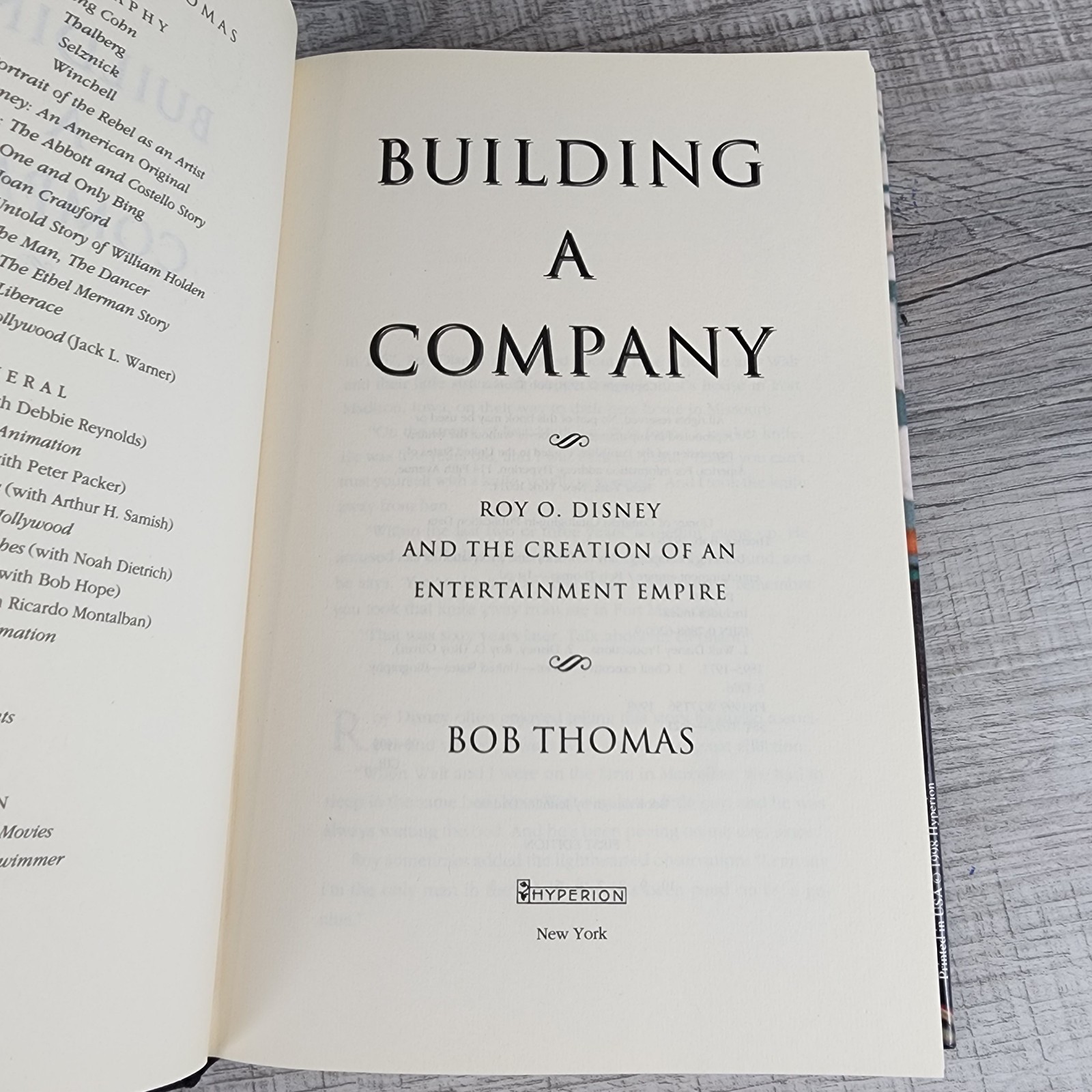 Building A Company Hardcover by Bob Thomas 1998 First Edition Disney Press W/ DJ