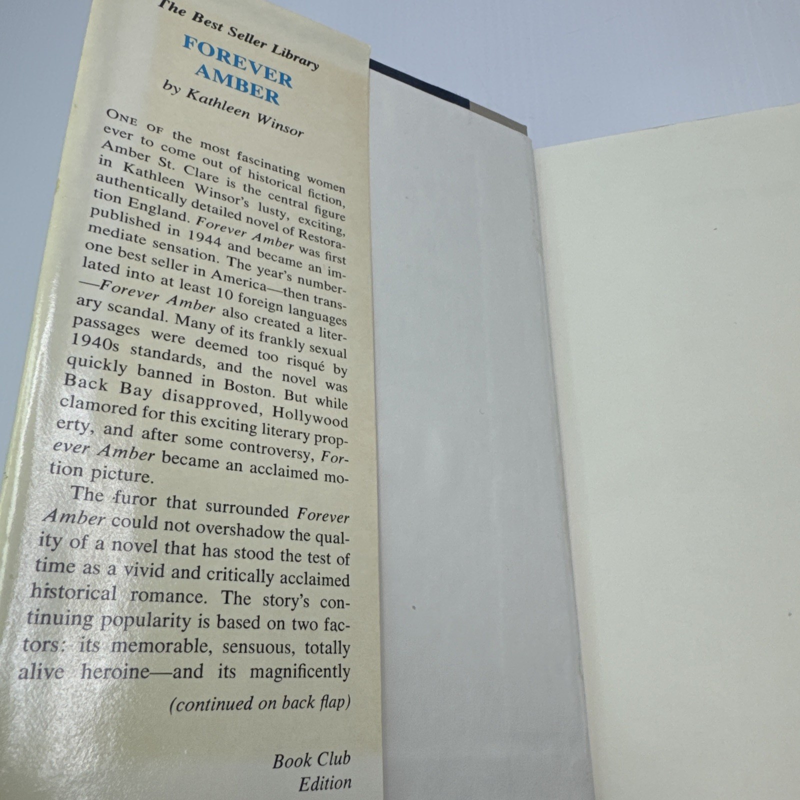 Forever Amber Kathleen Winsor Hardcover Best Seller Library Macmillan Vintage