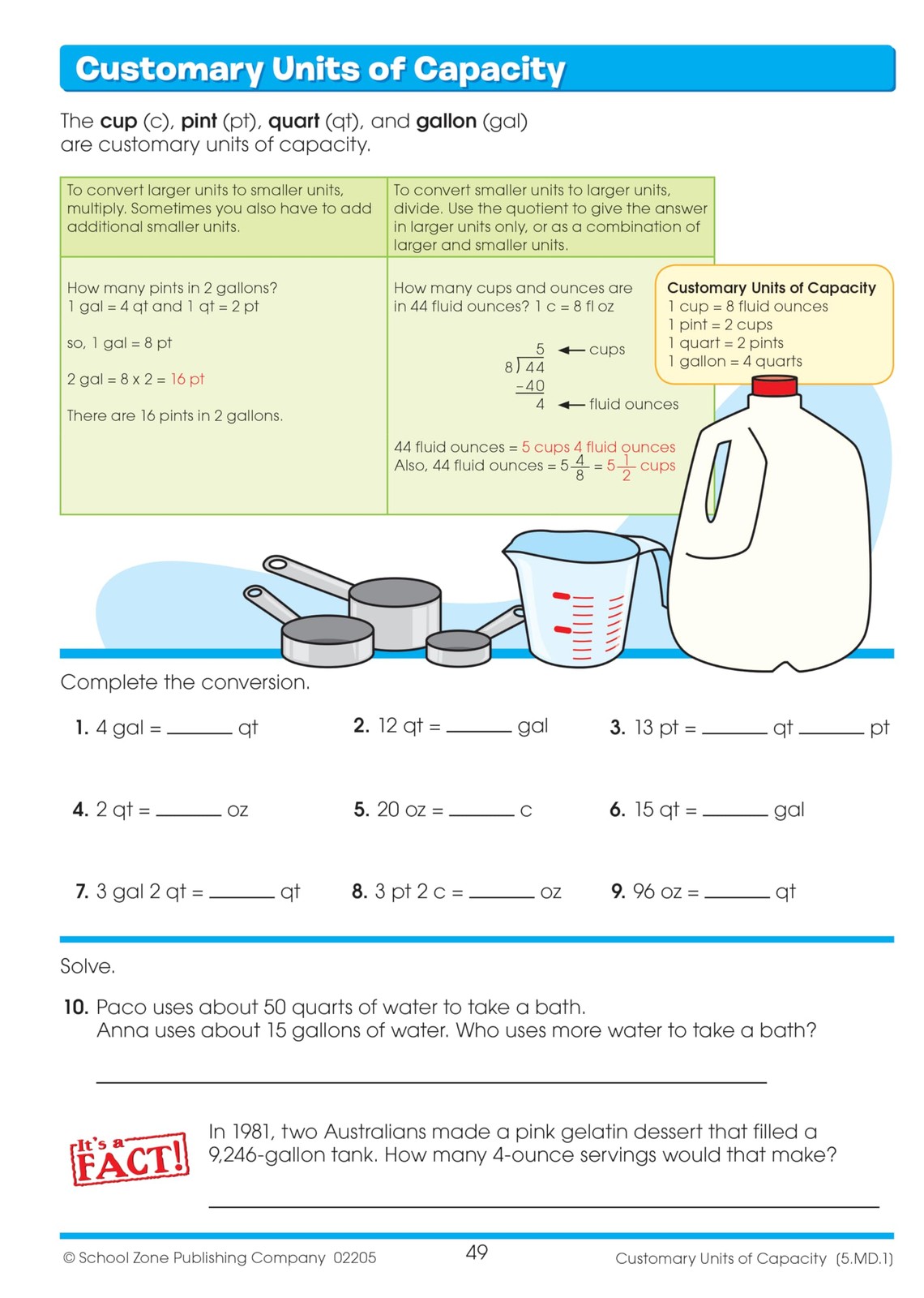School Zone Math Basics 5 Workbook: 64 Pages, 5th Grade, Division, Order of…