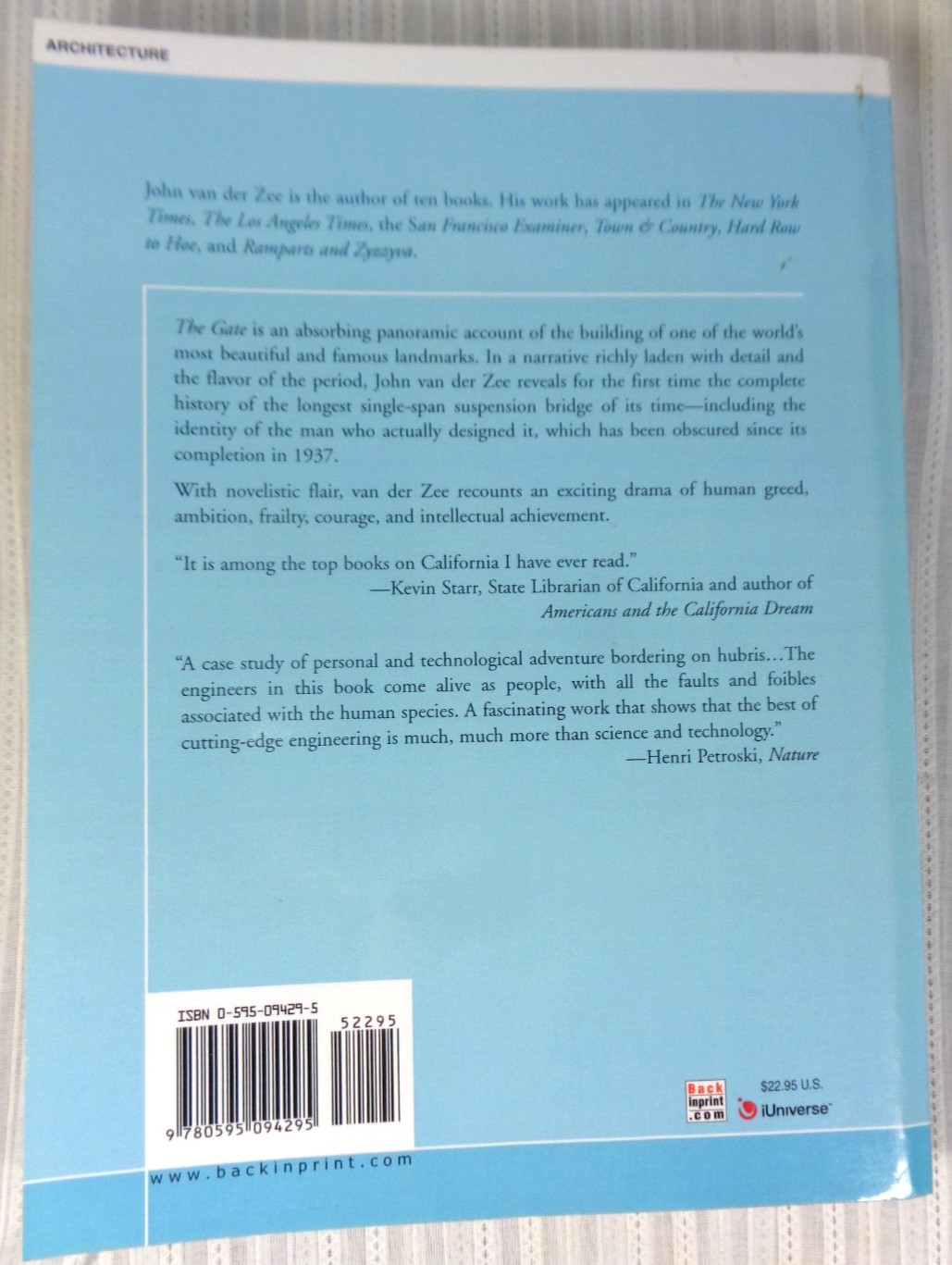 THE GATE TRUE STORY OF DESIGN AND CONSTRUCTION GOLDEN BRIDGE John Van Der Zee VG