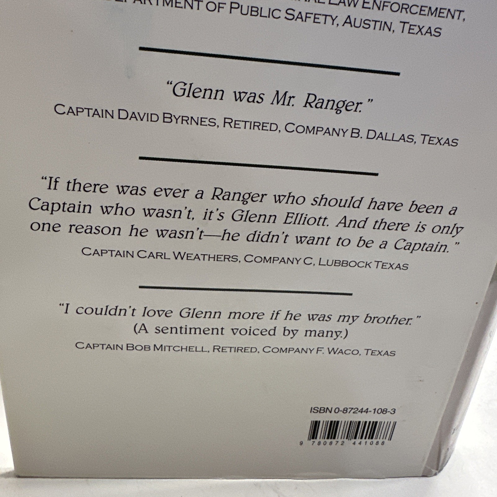 Glenn Elliott: A Ranger’s Ranger by Glenn Elliott Hardcover Dust Jacket Signed