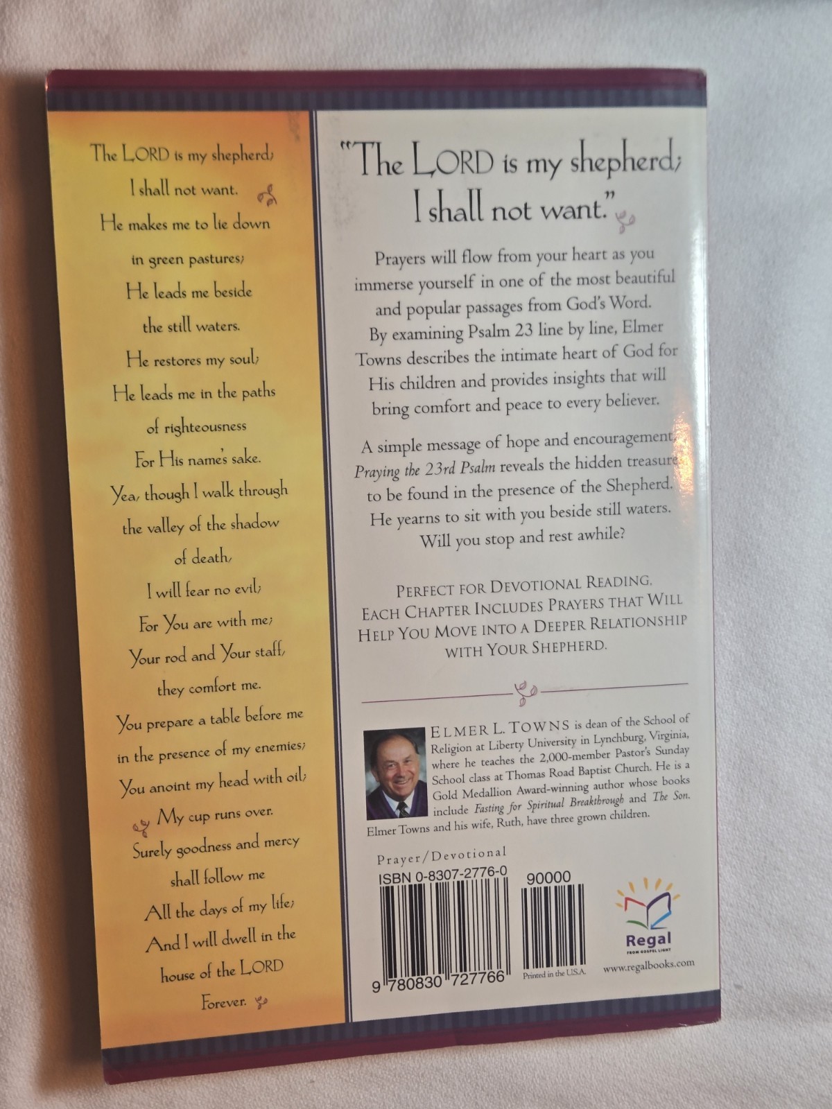 Regal Books Praying The 23rd Psalm PB Elmer L. Towns 2001 Signed Edition