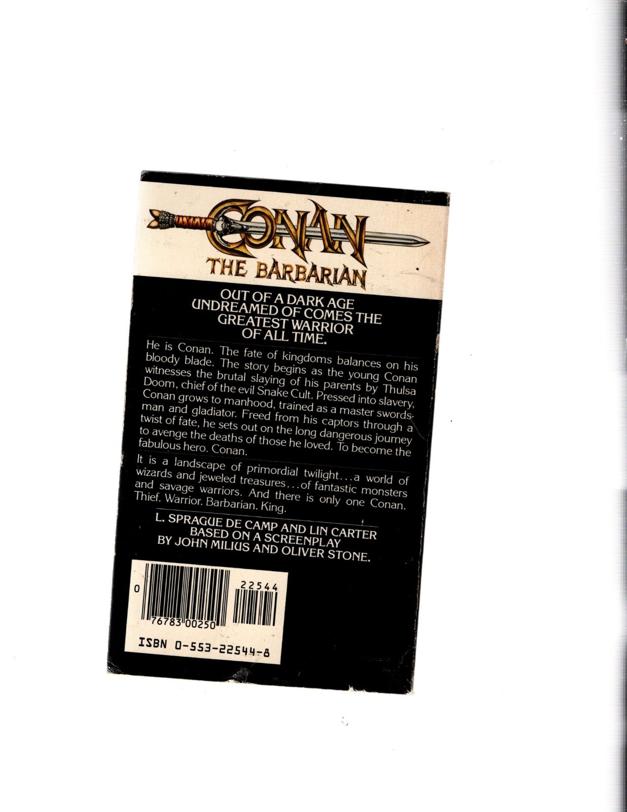 CONAN THE BARBARIAN Paperback Bantom Books Sprague de Camp&Lin Carter 1982