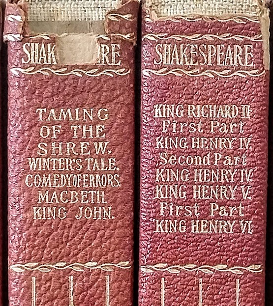Antique 8‑Volume Shakespeare Works Set Leather‑Bound Gold Embossed 1900s Vintage