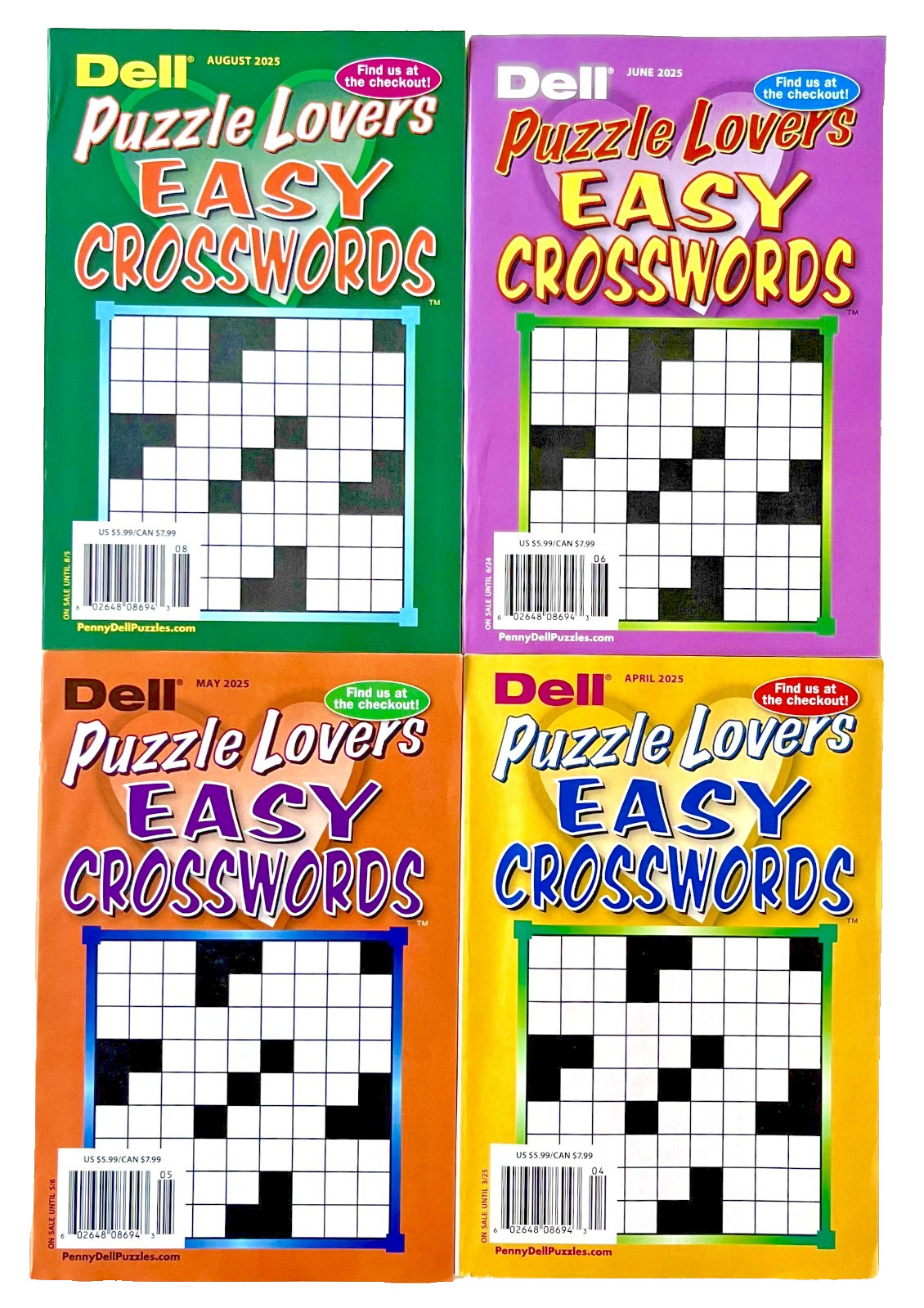 Lot 4 Penny Press Dell Puzzle Lovers Crosswords Puzzle Books All Solving Levels