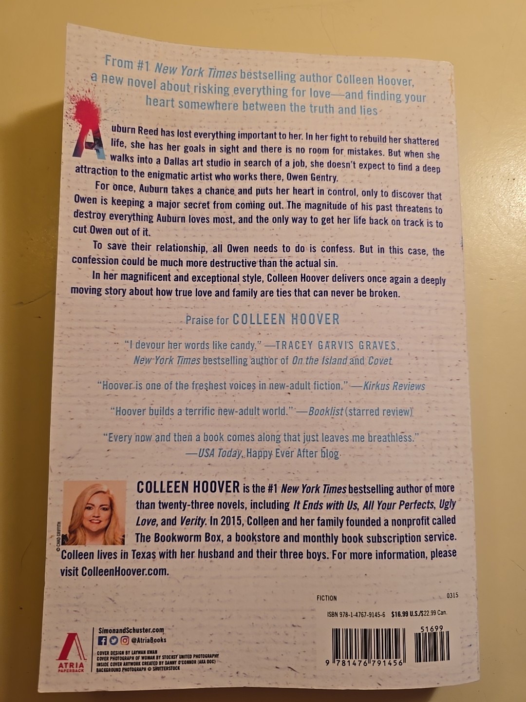 Confess : A Novel by Colleen Hoover (2015, Trade Paperback)