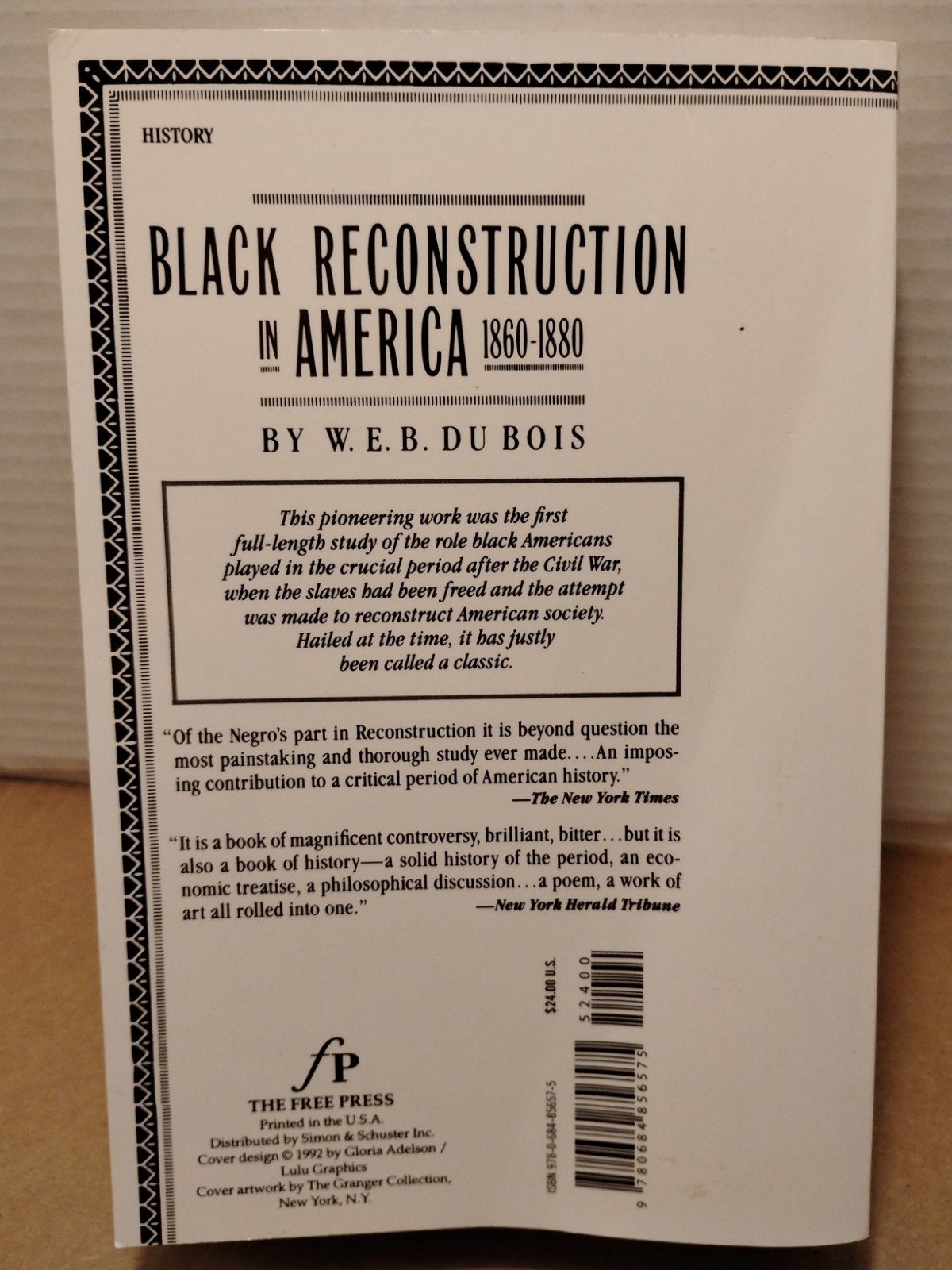 Black Reconstruction in America 1860-1880 by W. E. B. Du Bois – 1999 – Paperback