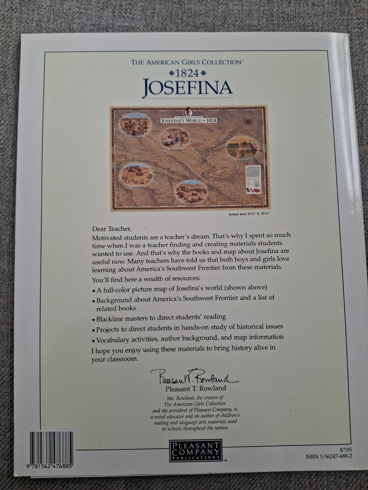 American Girls Collection Josefina Teacher’s Guide w/ Map -1 Page Has Writing