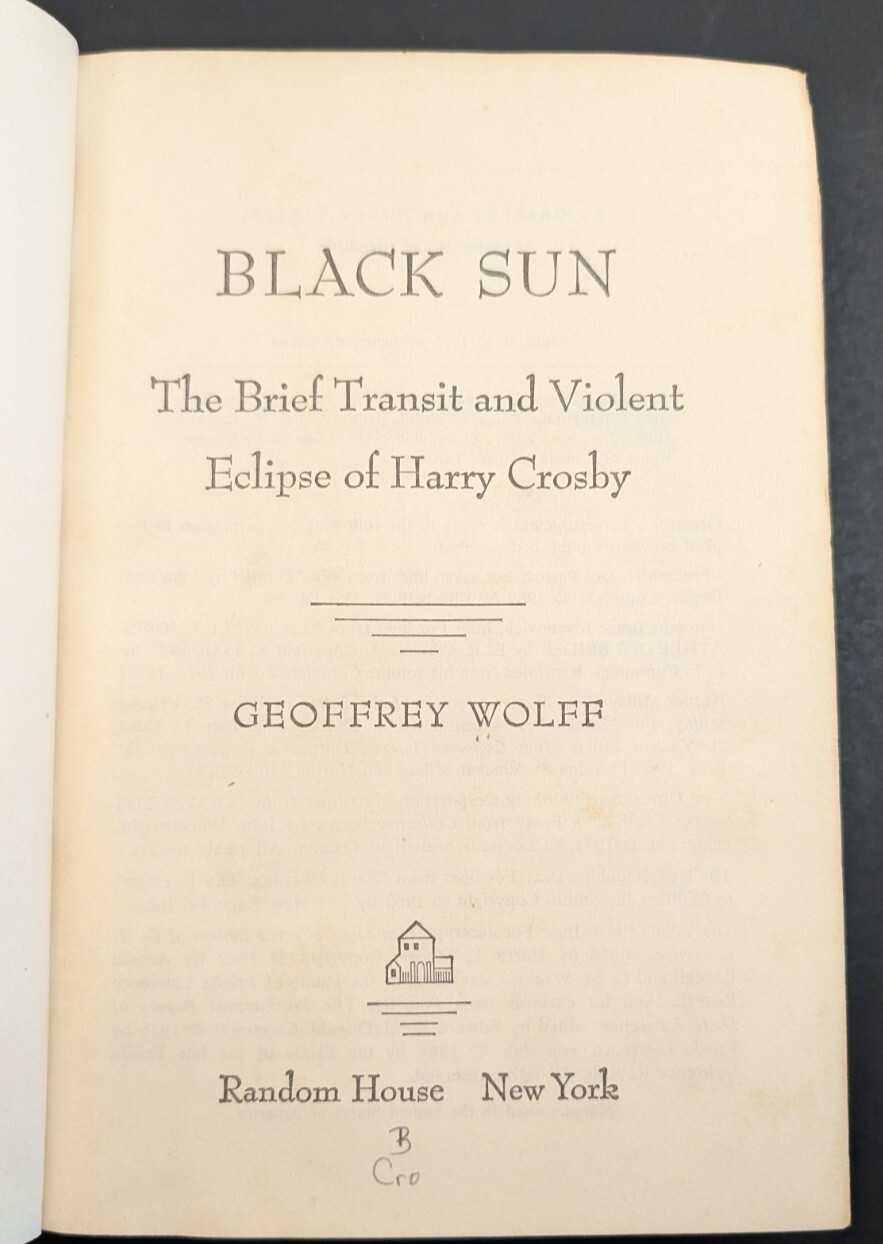 Black Sun : The Brief Transit and Violent Eclipse of Harry Crosby Hardback