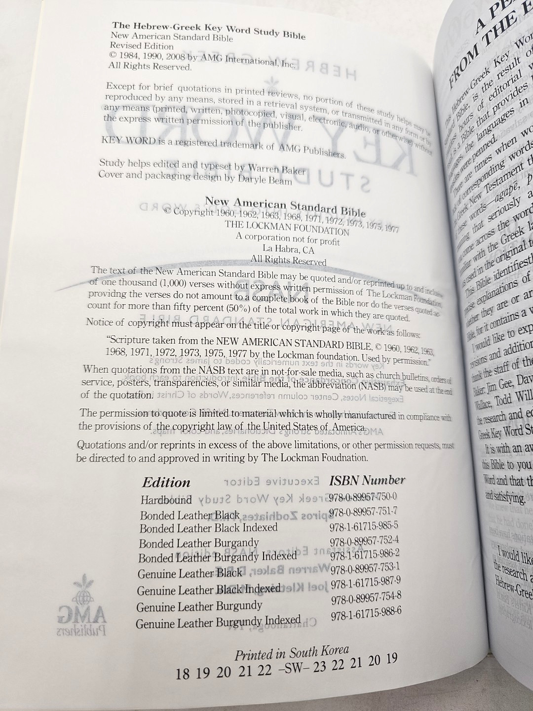 Hebrew Greek Key Word Study Bible NASB Spiro Zodhiates 2008 Hardcover