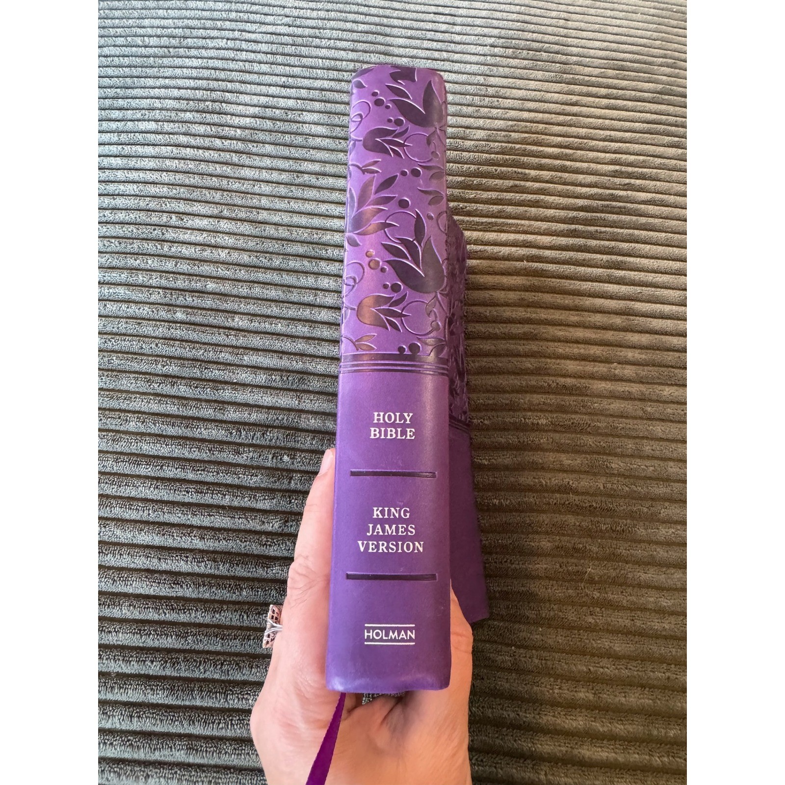 Holman King James Version Holy Bible Purple Floral Design Presentation Page