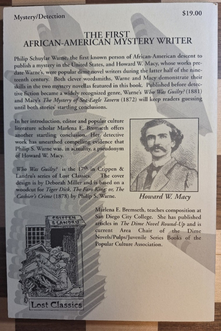Who Was Guilty? Two Dime Novels*Philip S. Warne*Howard Macy*Marlena Bremseth*NEW