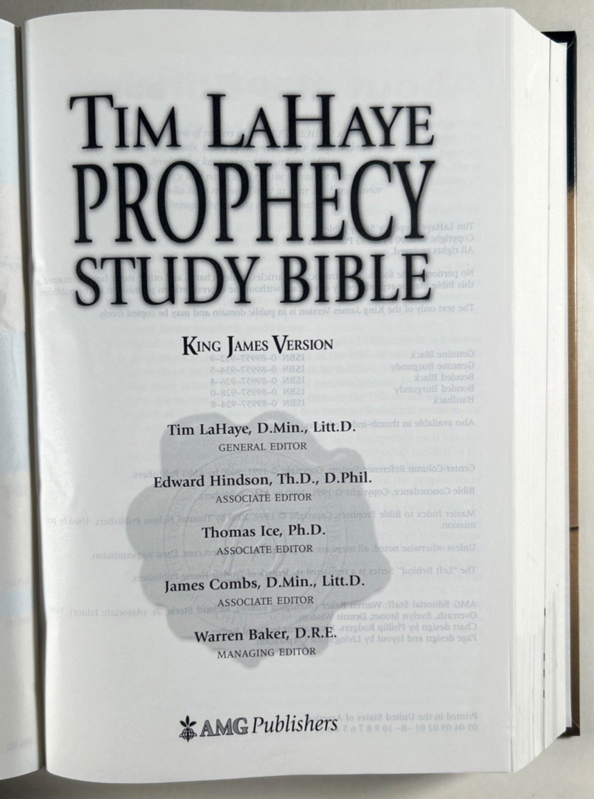 KJV Prophecy Study Bible Hardcover Tim LaHaye AMG Publishers Red Letter Like New