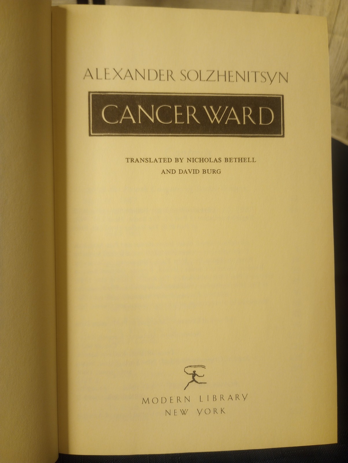 Cancer Ward by Aleksandr Solzhenitsyn (1983 HC. First Modern Library Ed