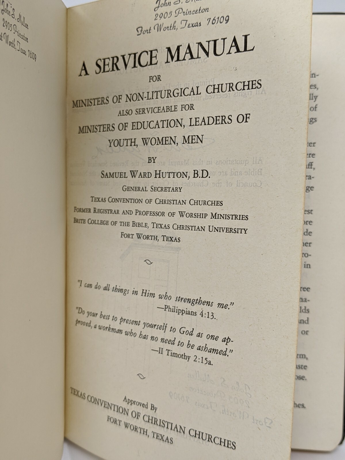 Signed First Edition, A Service Manual: by Samuel Ward Hutton, 1958