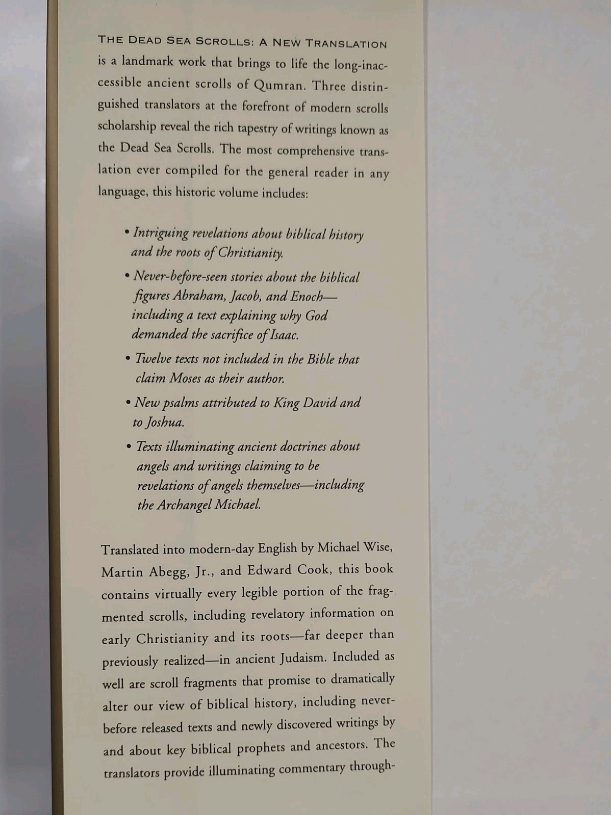Dead Sea Scrolls : A New Translation Michael Wise, 1st Ed/1st Printing, HC/DJ
