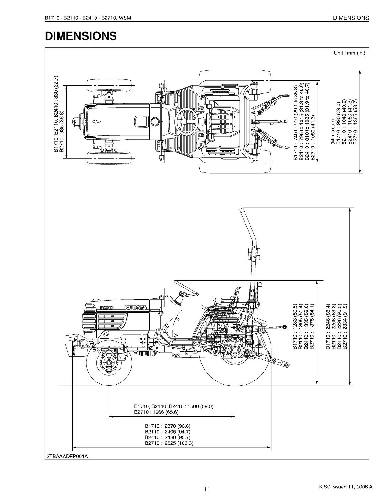 KUBOTA B1710 B2110 B2410 B2710 Workshop Manual DURABLE BINDER – TOUGH JACKET