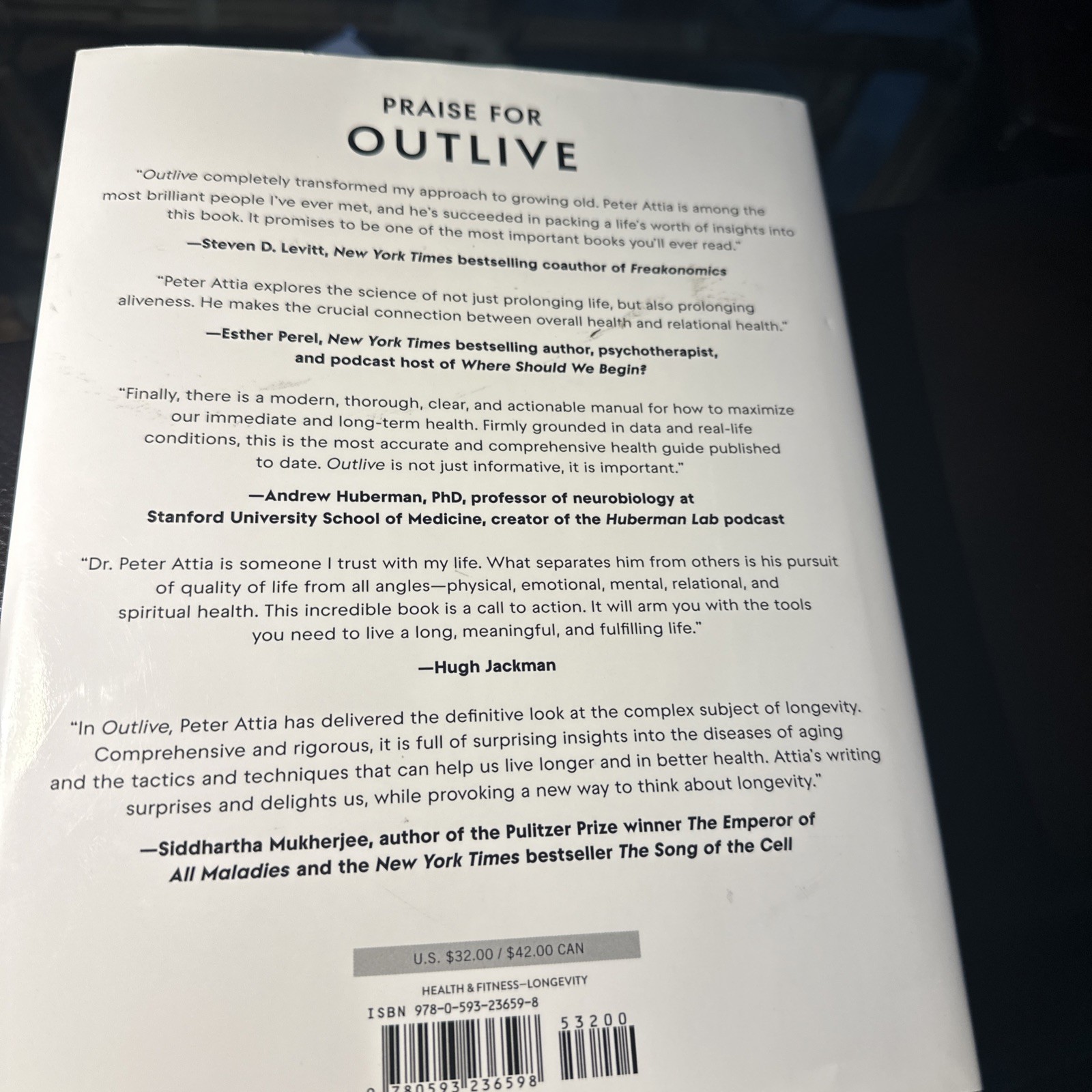 Outlive : The Science and Art of Longevity by Peter Attia (2023, Hardcover)