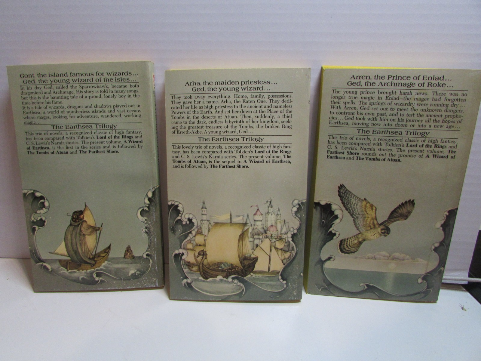 The Earthsea Trilogy by Ursula K Le Guin Paperback Books Bantam Edition 1977-78