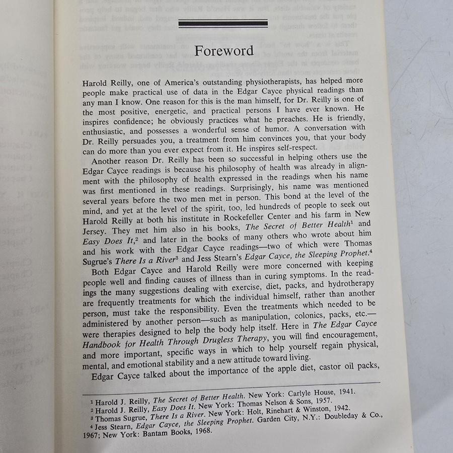 Edgar Cayce Handbook For Health Drugless Therapy Reilly Brod Black HC 1975 Vtg