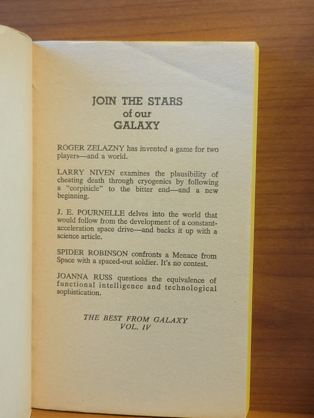 The Best From Galaxy Vol. IV Edited by James Baen Award SF 1976 Unread Copy