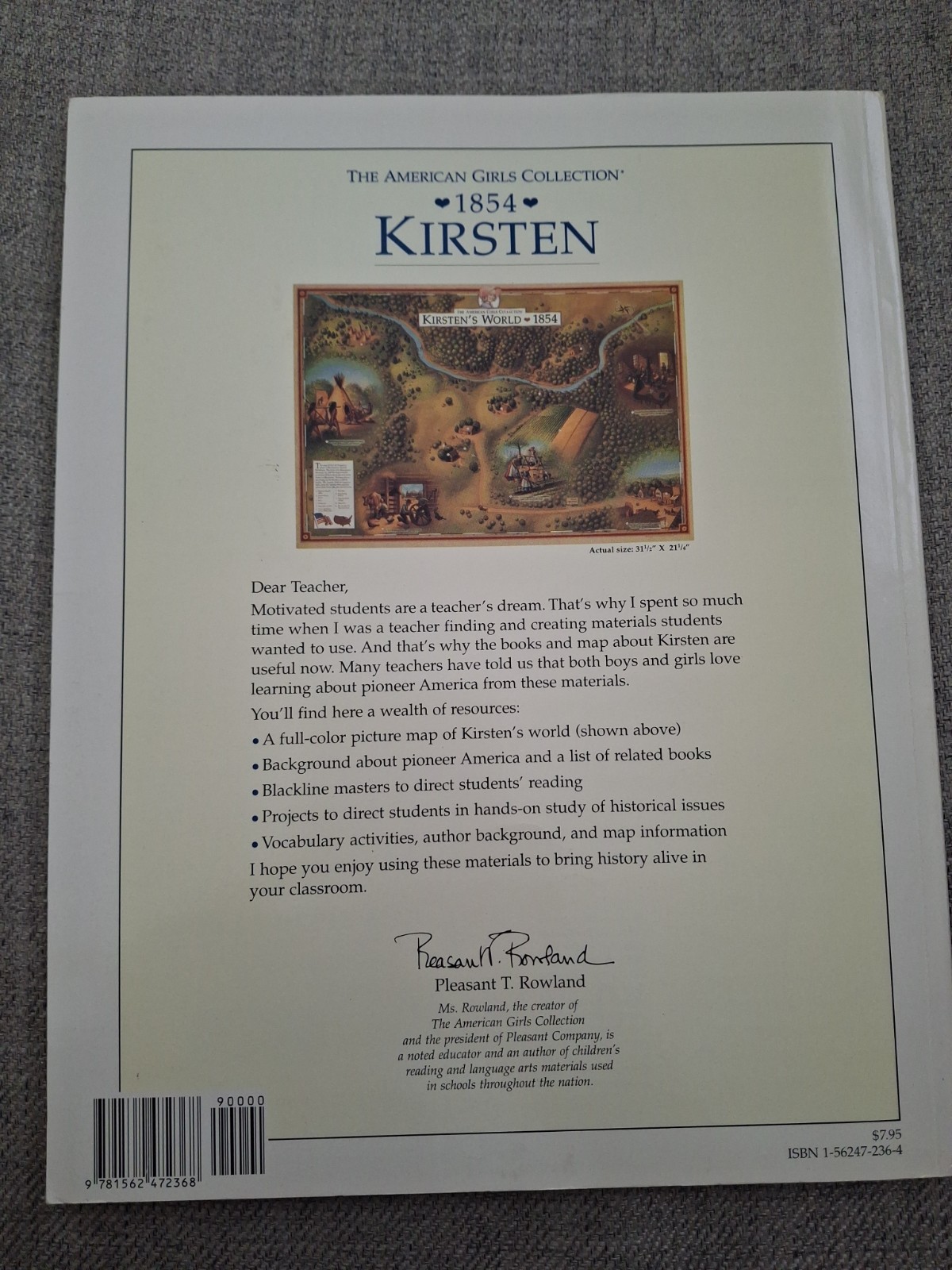 American Girls Collection Kirsten Teacher’s Guide w/ Map -1 Page Has Writing
