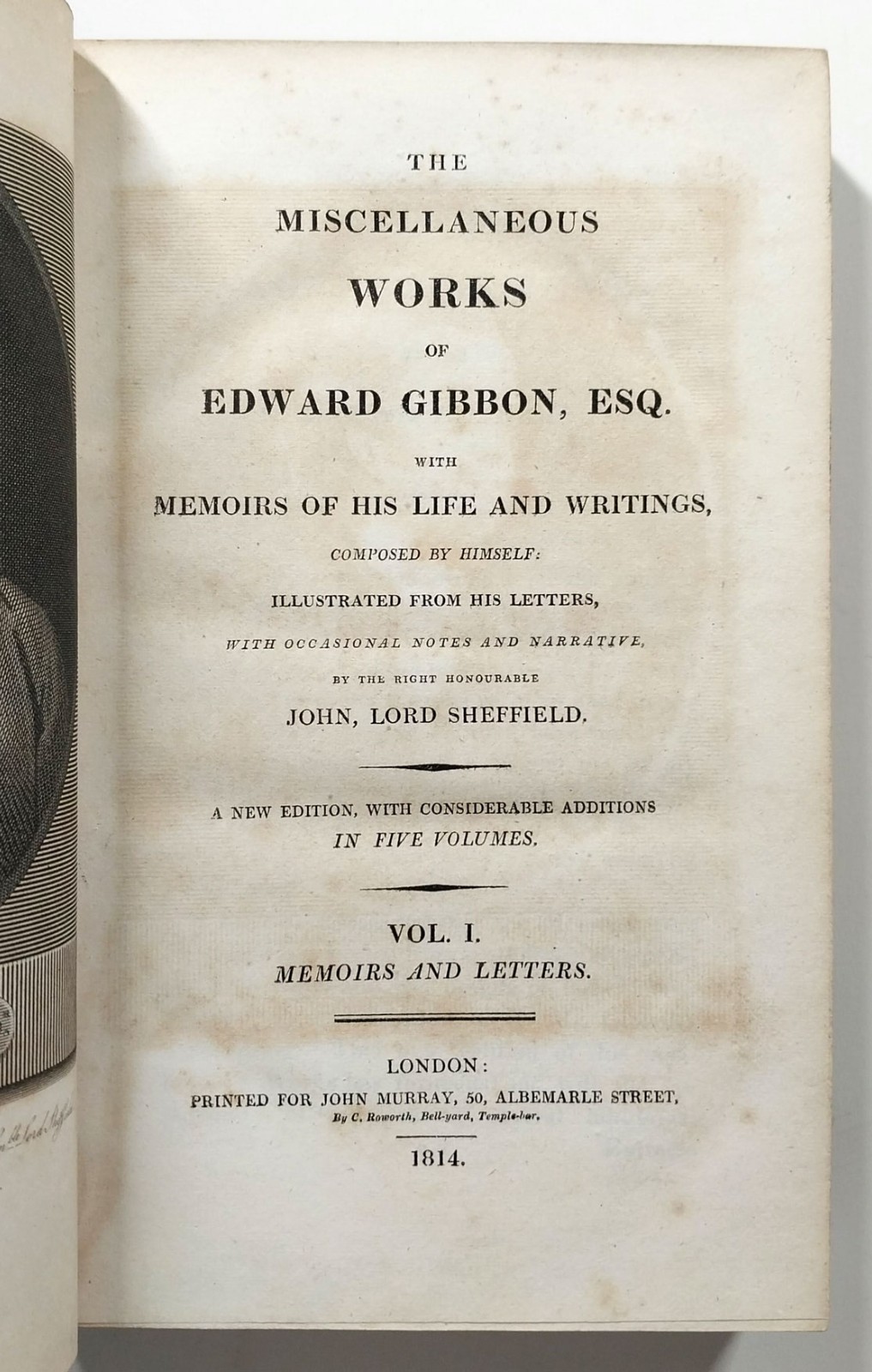 The Miscellaneous Works Of Edward Gibbon 2nd Edition 5 Volume Set 1814 Leather