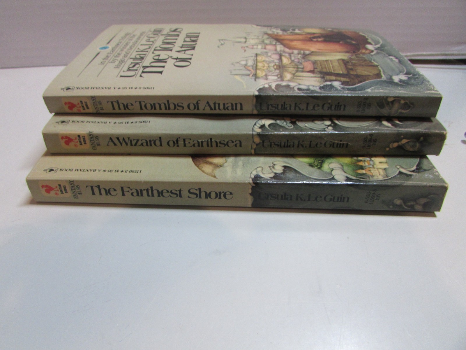 The Earthsea Trilogy by Ursula K Le Guin Paperback Books Bantam Edition 1977-78