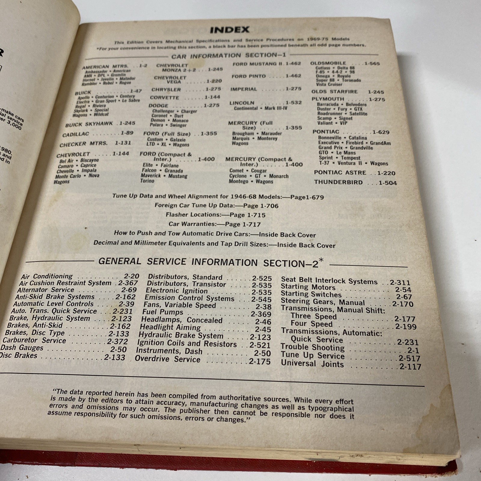 1980 MOTOR AUTO REPAIR MANUAL BOOK – EARLY MODEL EDITION 1969-1975 – Hardcover
