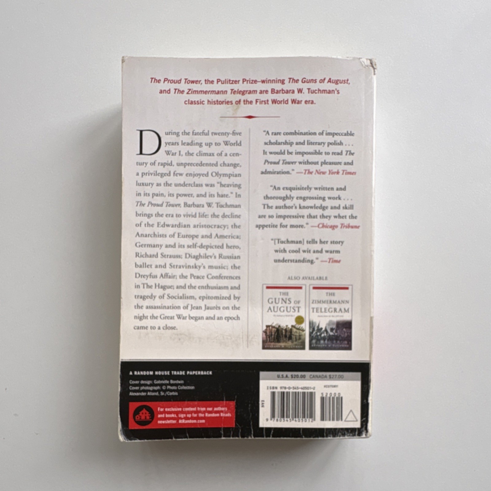 Barbara W. Tuchman The Proud Tower Trade Paperback Random House WWI History