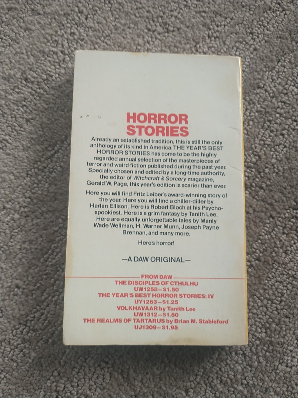 The Year’s Best Horror Stories: Series V edited by Gerald Page. 1st print 1977