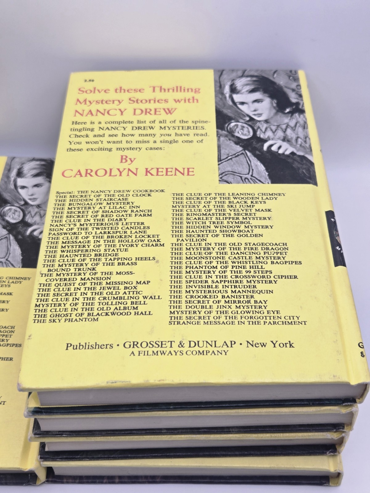 1 – 5 Set Nancy Drew Yellow Hardcover Books Edition Carolyn Keene Vintage