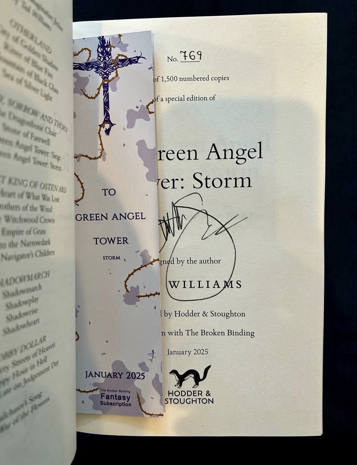 Broken Binding Dragonbone Chair Signed Tad Williams Memory, Sorrow, and Thorn
