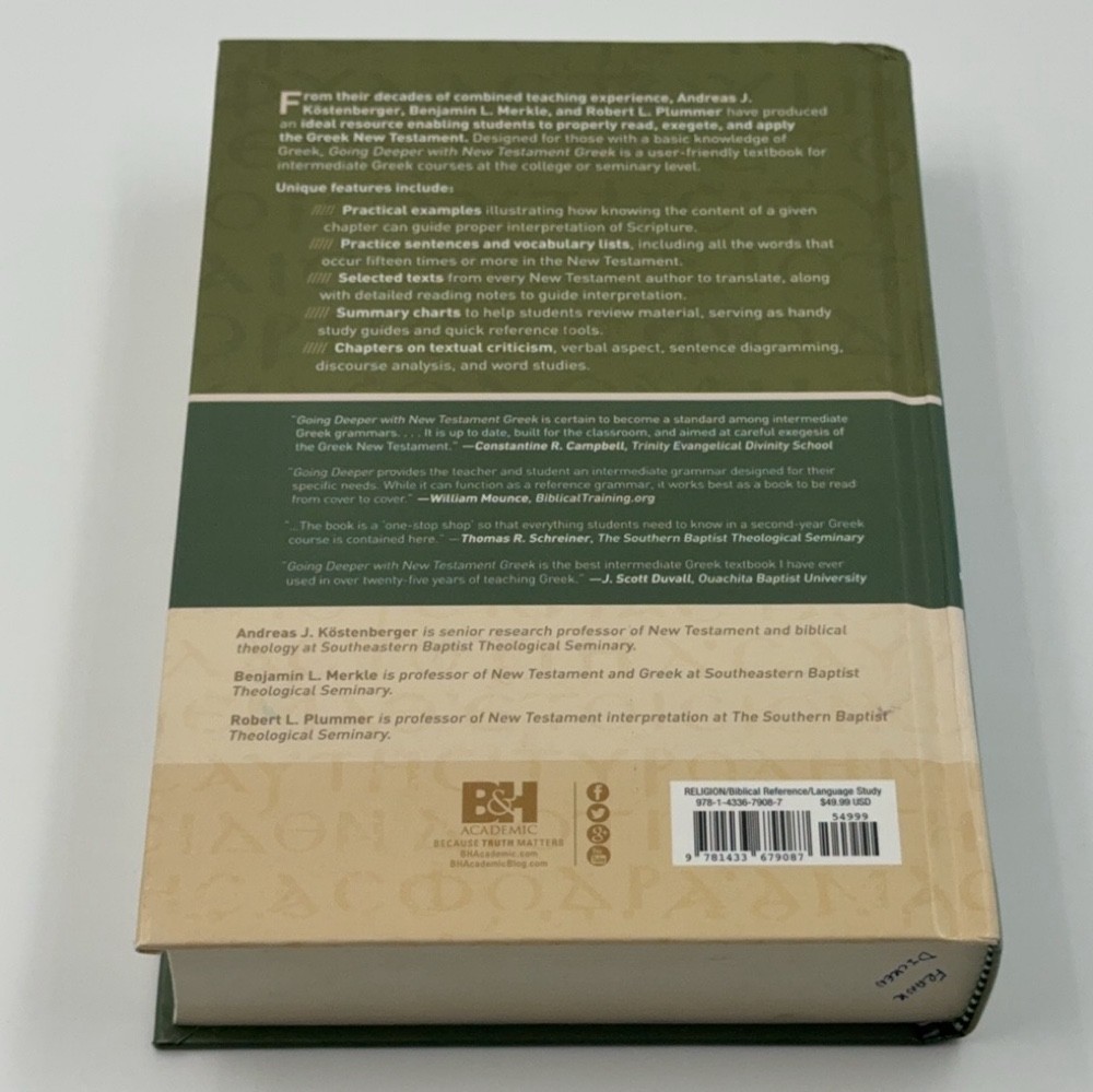 Going Deeper with New Testament Greek Kostenberger Merkle Plummer 2016 Hardcover