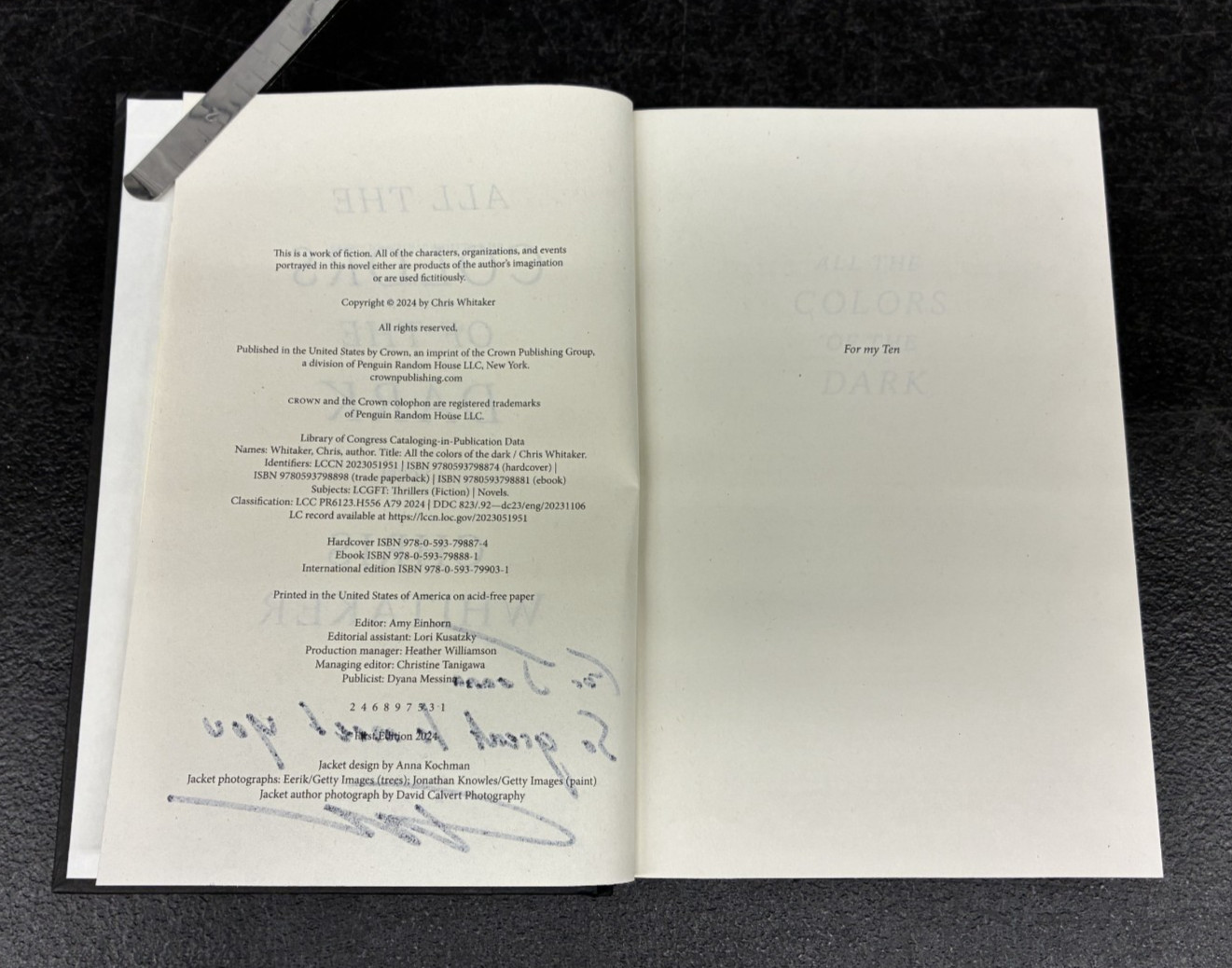 All the Colors of the Dark, Chris Whitaker, 2024, HC DJ 1st Ed, SIGNED