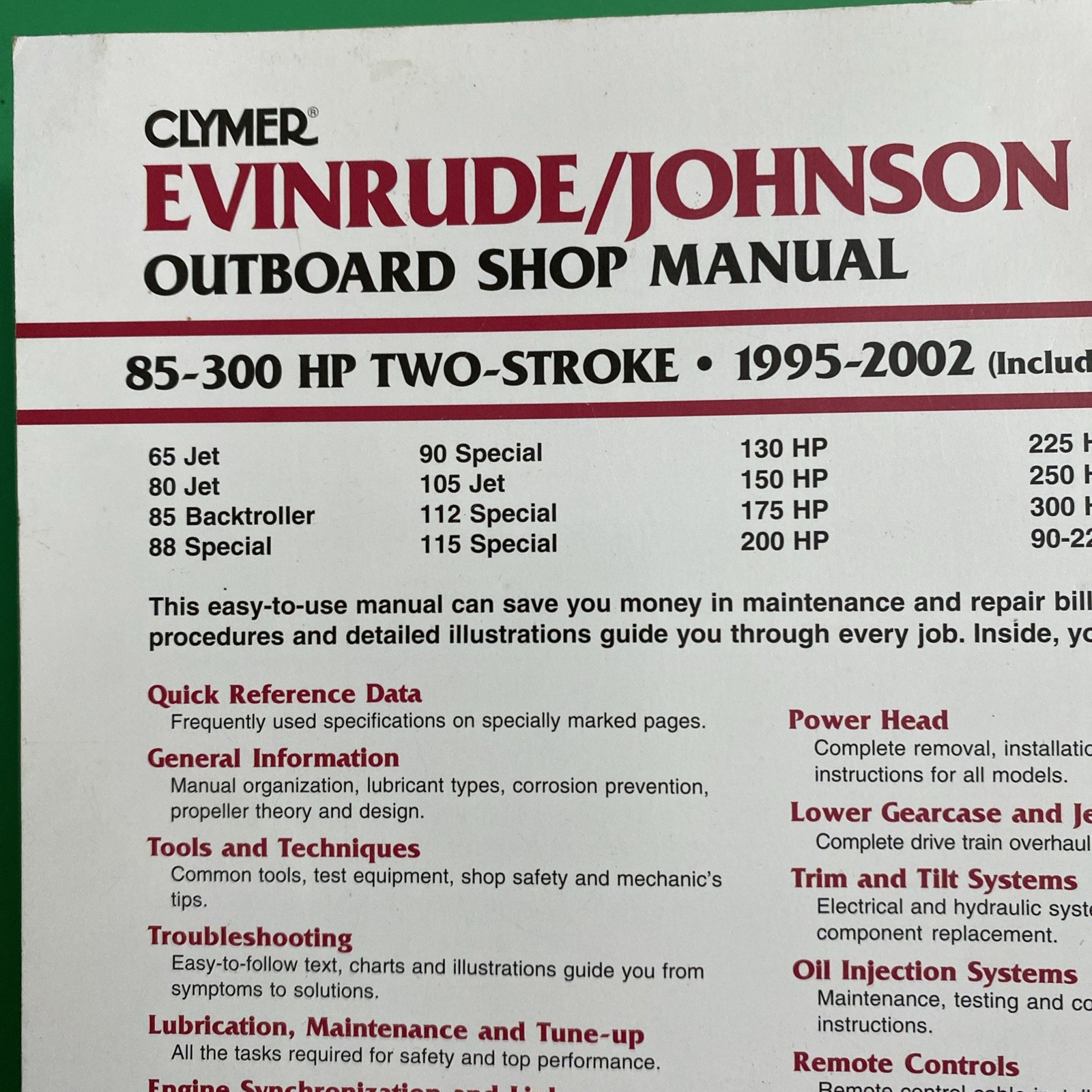 Evinrude/Johnson 2-Stroke Outboard Shop Manual 85-300 Hp . 1995-2002 + Jet model