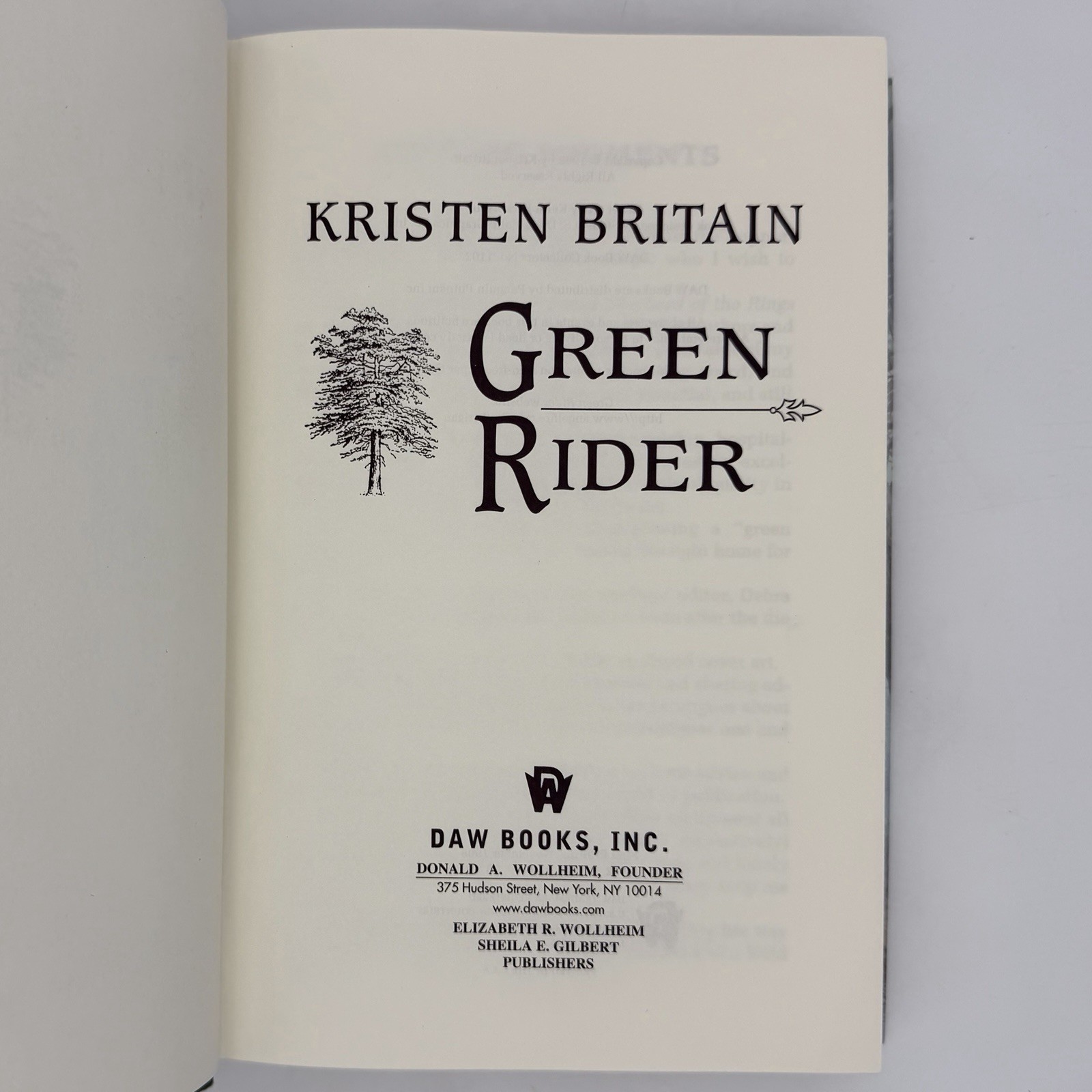 Green Rider – Kristen Britain (1st edition 1st print HC) DAW Books, 1998