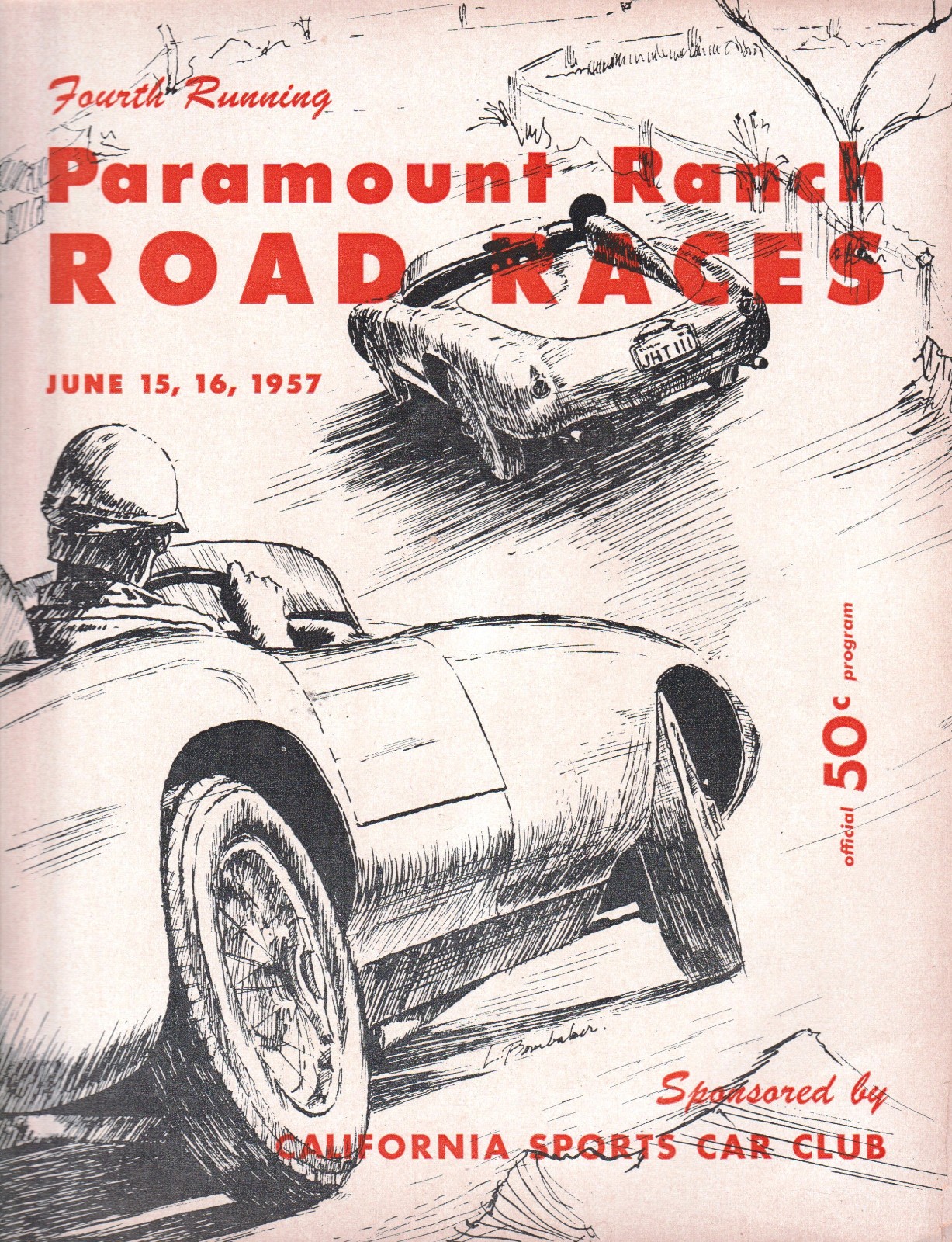 1957 Paramount Ranch Sports Car Racing Program – Very Rare – Free Shipping