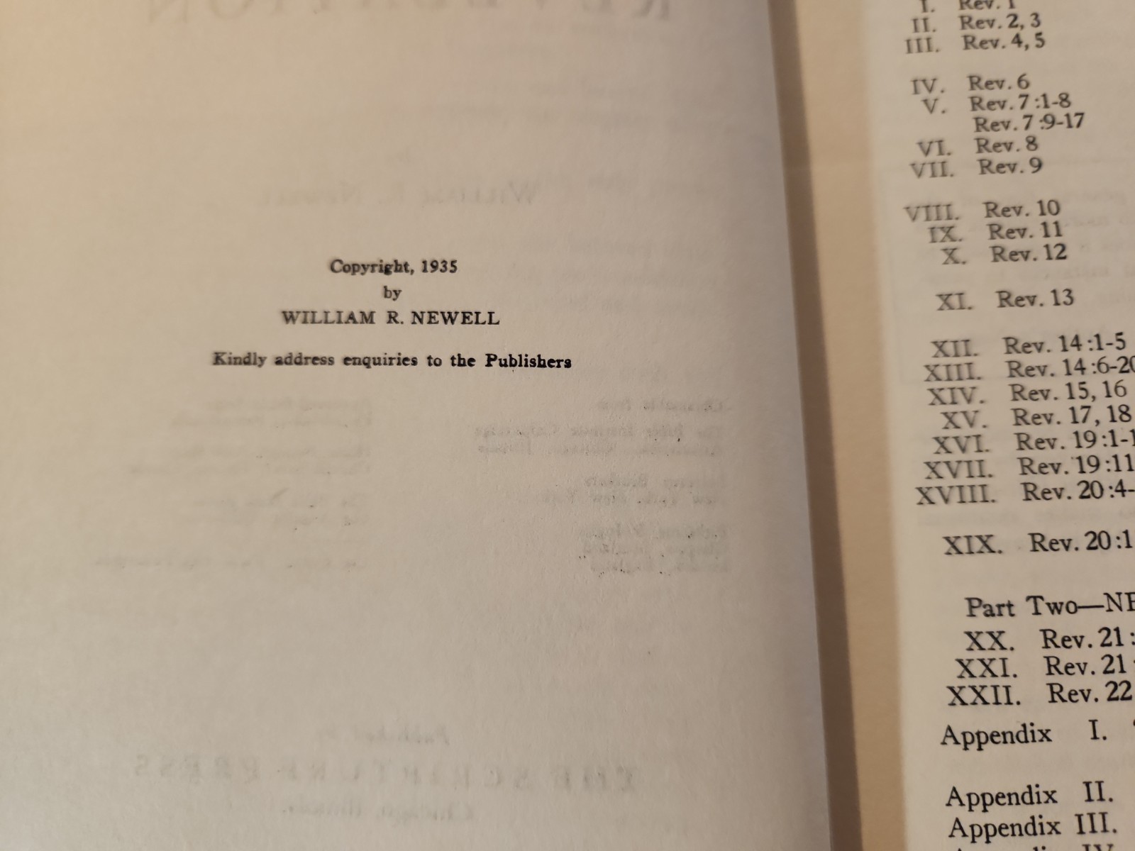 The Book of the Revelation by William R. Newell Hardback in Dust Jacket 1935