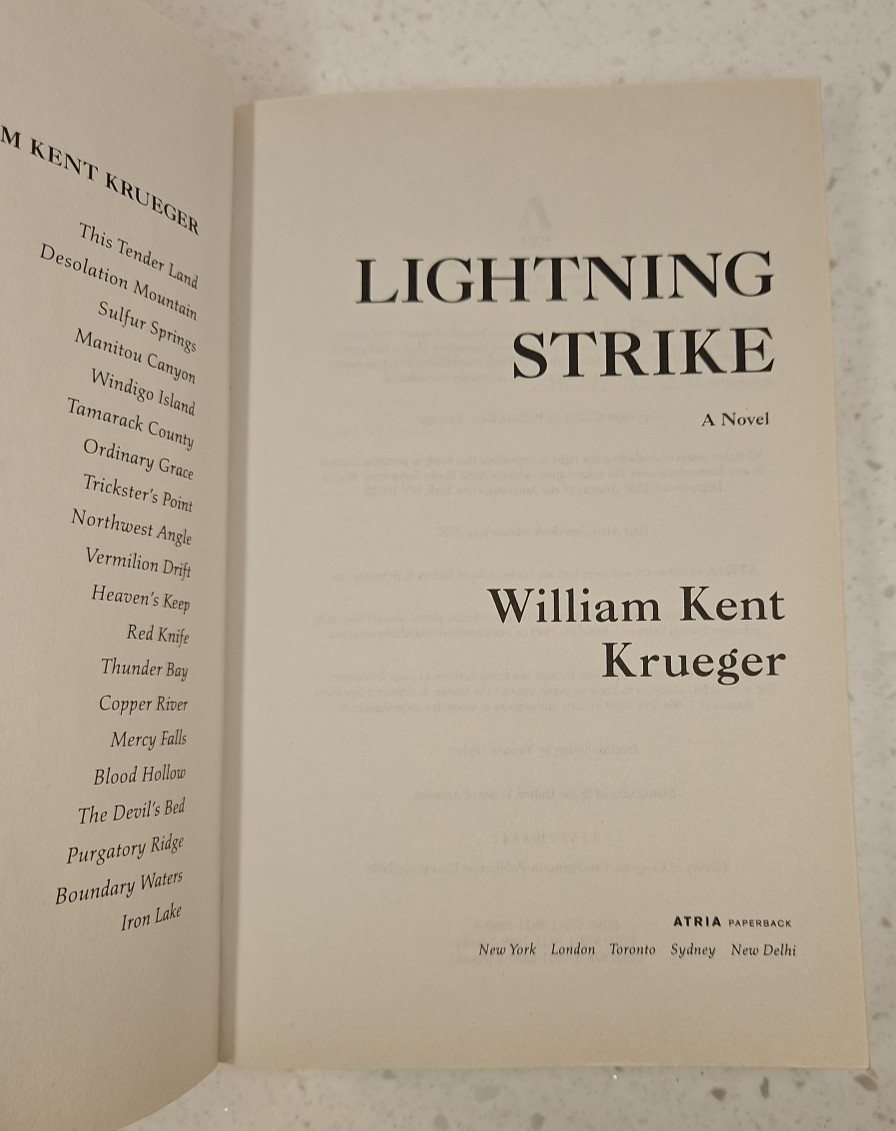 Lightning Strike by William Kent Krueger – 1st Atria Paperback Edition July 2022