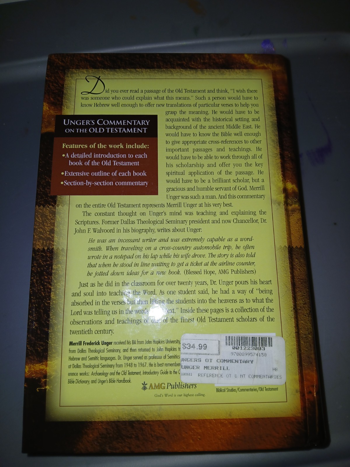Merrill F. Unger’s Commentary on the Old Testament 2003 HC AMG Publisher’s VG