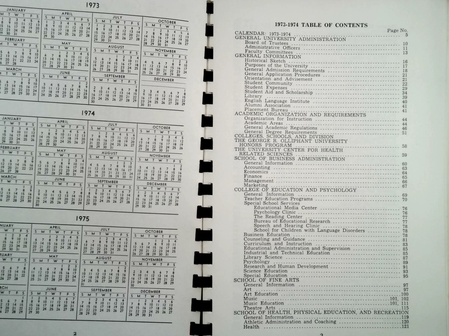 USM Bulletin 1973-74 University of Southern Mississippi Catalog Hattiesburg MS
