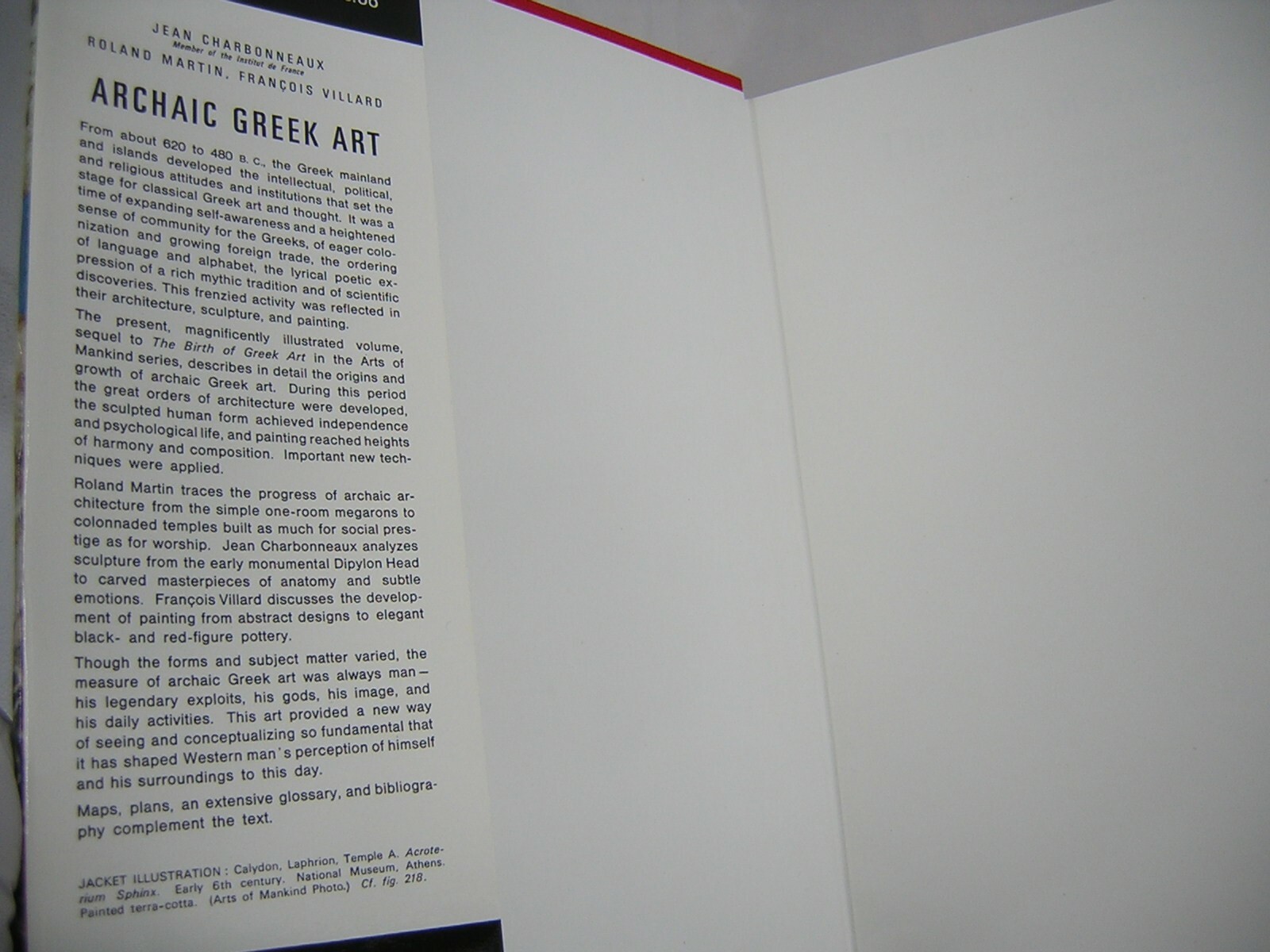 Archaic Greek Art 620-480BC by Jean Charbonneaux (hardcover, 1971)