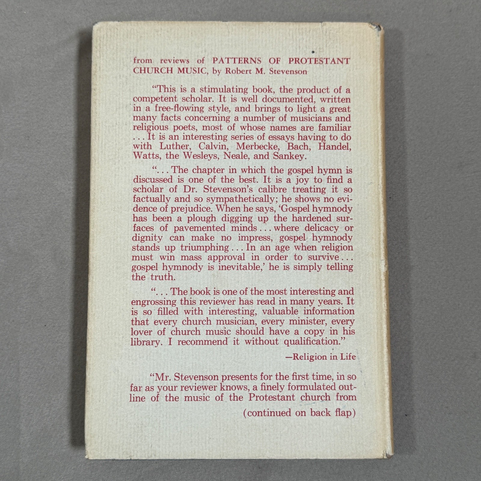Patterns of Protestant Church Music Robert Stevenson 1953 Duke University press